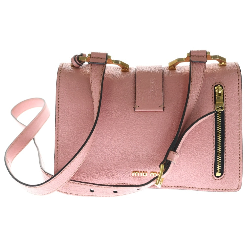 miumiu(ミュウミュウ) マドラス ショルダーバッグ ピンク レザー ゴールド金具 RT0609 レディース