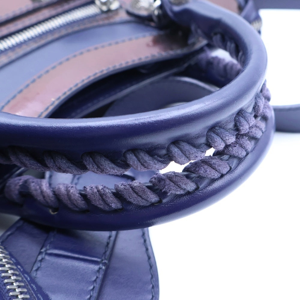 BALENCIAGA(バレンシアガ) ジャイアントミニシティ レザー×エナメル ネイビー 2WAY ハンドバッグ ショルダーバッグ 309544 ミラー・スト