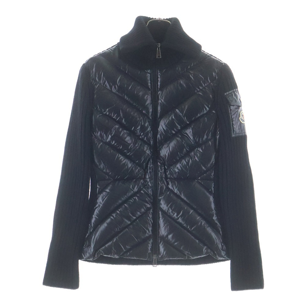 MONCLER(モンクレール) 21AW ニット切り替え ジップアップ ダウンジャケット ブラック G20939B00018 レディース