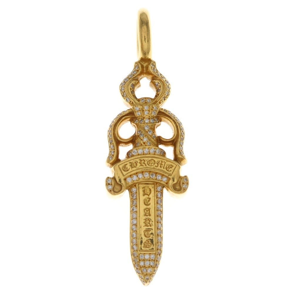 CHROME HEARTS(クロムハーツ) 22K DBL DAGGER P DIA 22Kダブルダガー PAVEダイヤ ネックレストップ ゴールド