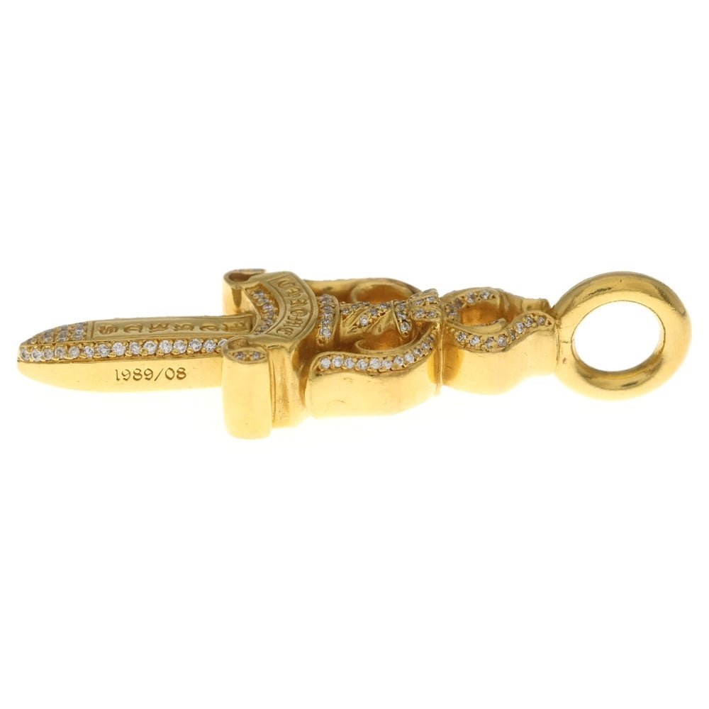 CHROME HEARTS(クロムハーツ) 22K DBL DAGGER P DIA 22Kダブルダガー PAVEダイヤ ネックレストップ ゴールド