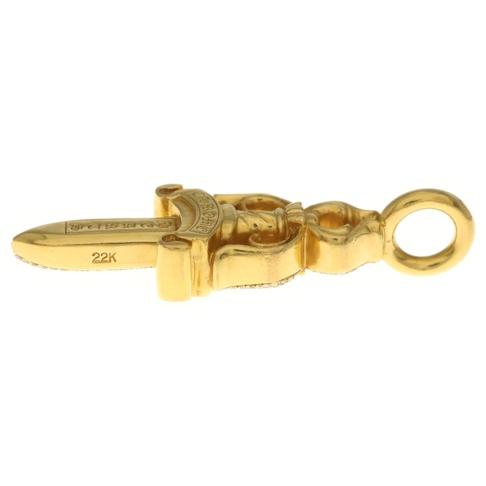 CHROME HEARTS(クロムハーツ) 22K DBL DAGGER P DIA 22Kダブルダガー PAVEダイヤ ネックレストップ ゴールド