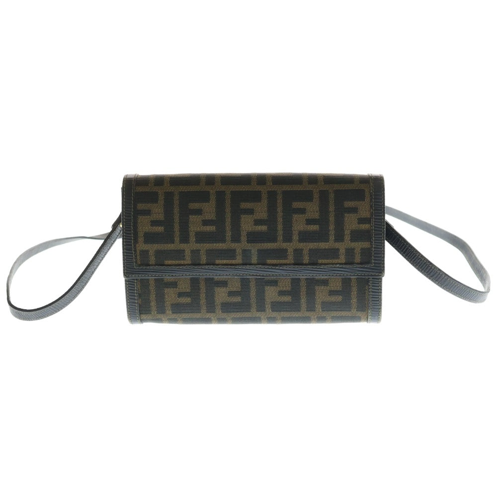 FENDI(フェンディ) ズッカ ショルダーウォレット ブラウン キャンバス 財布 レディース