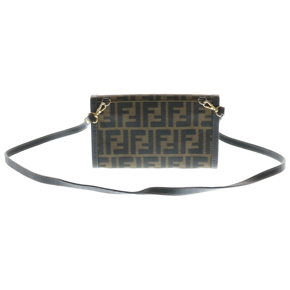 FENDI(フェンディ) ズッカ ショルダーウォレット ブラウン キャンバス 財布 レディース