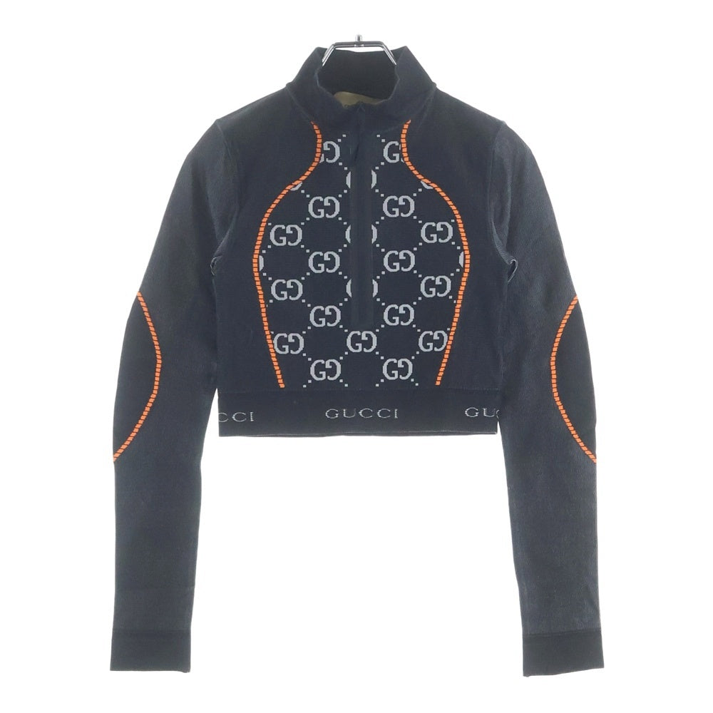 GUCCI(グッチ) GGジャガード クロップド ハーフジップ ジャケット ブラック レディース 689201 XJEFU