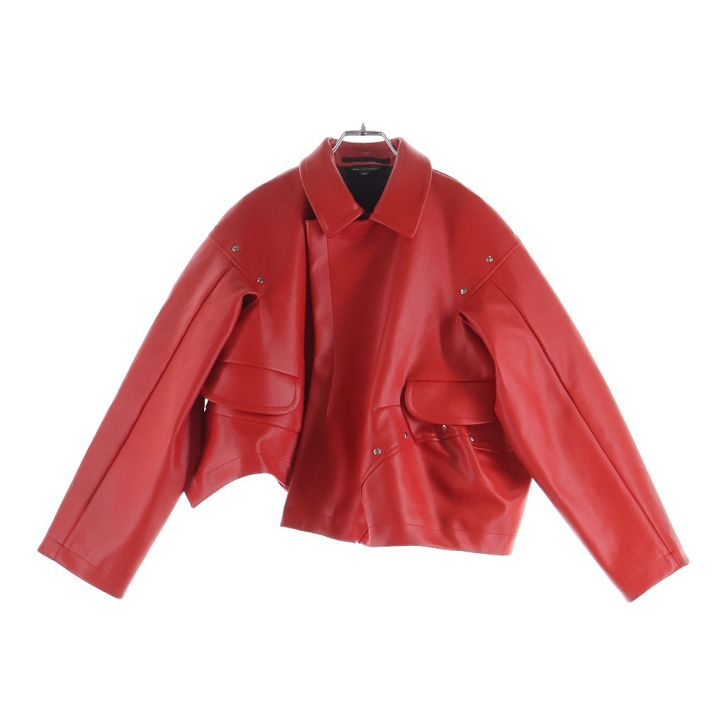 COMME des GARCONS(コムデギャルソン) 16AW 変形 レザー ライダースジャケット 合成皮革 レッド GR-J059 レディース