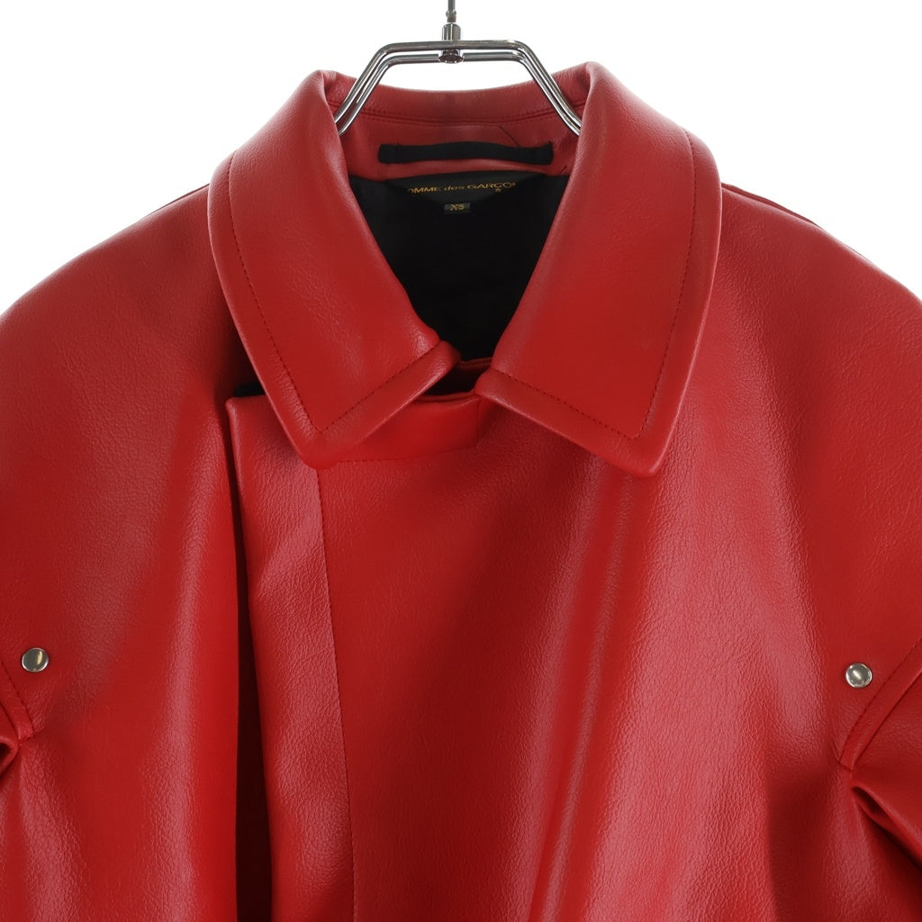 COMME des GARCONS(コムデギャルソン) 16AW 変形 レザー ライダースジャケット 合成皮革 レッド GR-J059 レディース