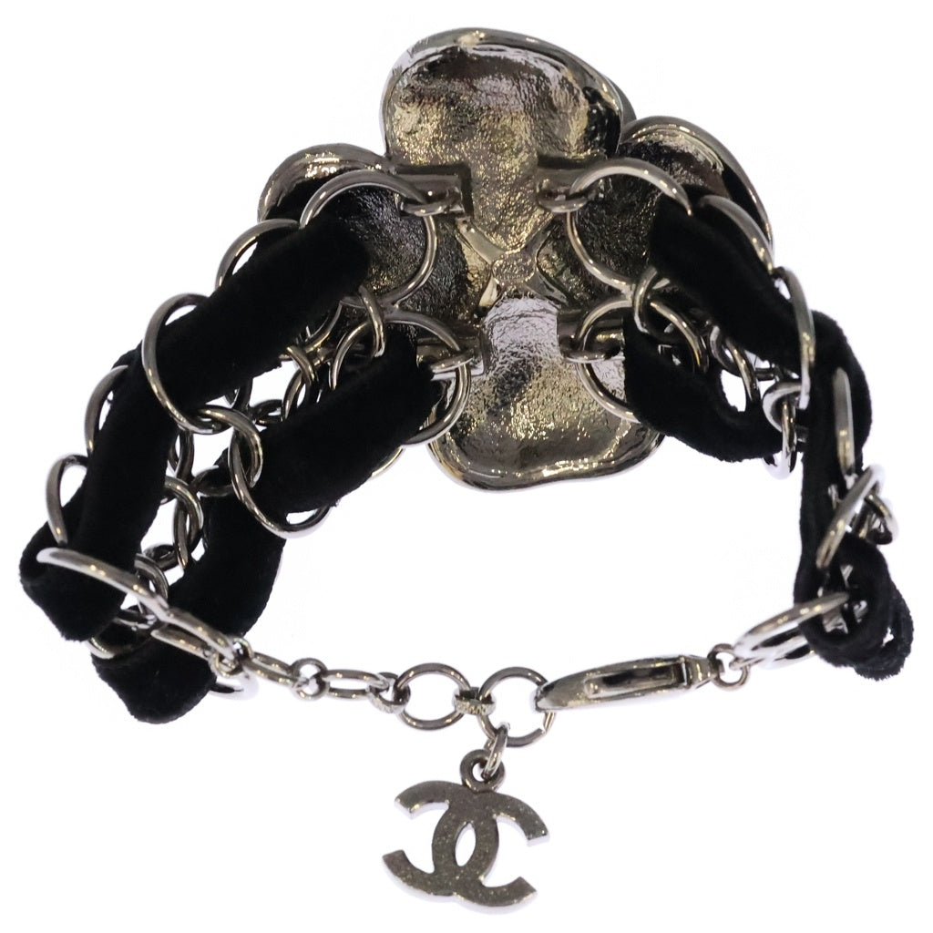 CHANEL(シャネル) 06A カメリア ココマーク ベロア チェーン ブレスレット ブラック/シルバー レディース