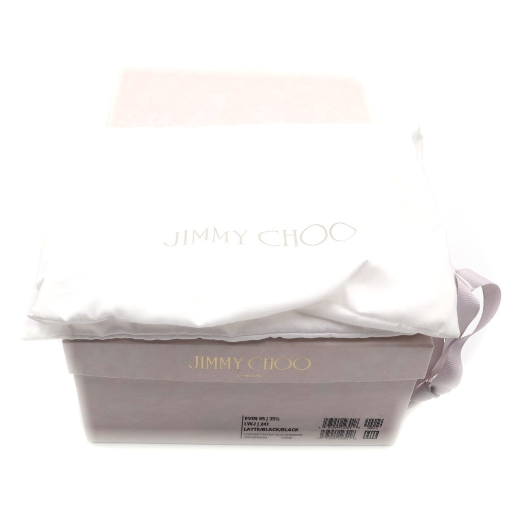 JIMMY CHOO(ジミーチュウ) EVIN 65 エヴィン チャンキーヒールパンプス パテントレザー ホワイト/ブラック レディース