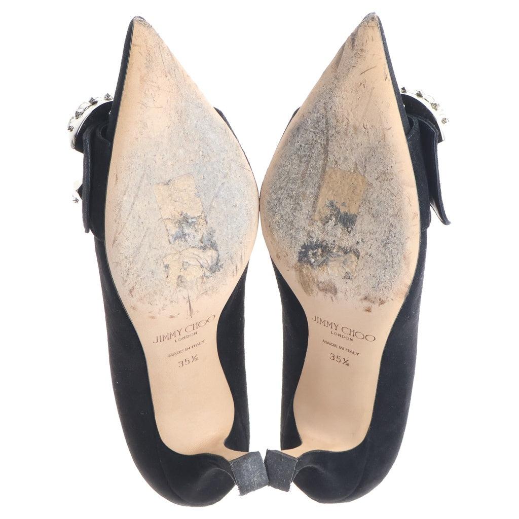 JIMMY CHOO(ジミーチュウ) MELVA 70 メルヴァ 7cmヒール ビジュー付き スウェードパンプス レディース ブラック