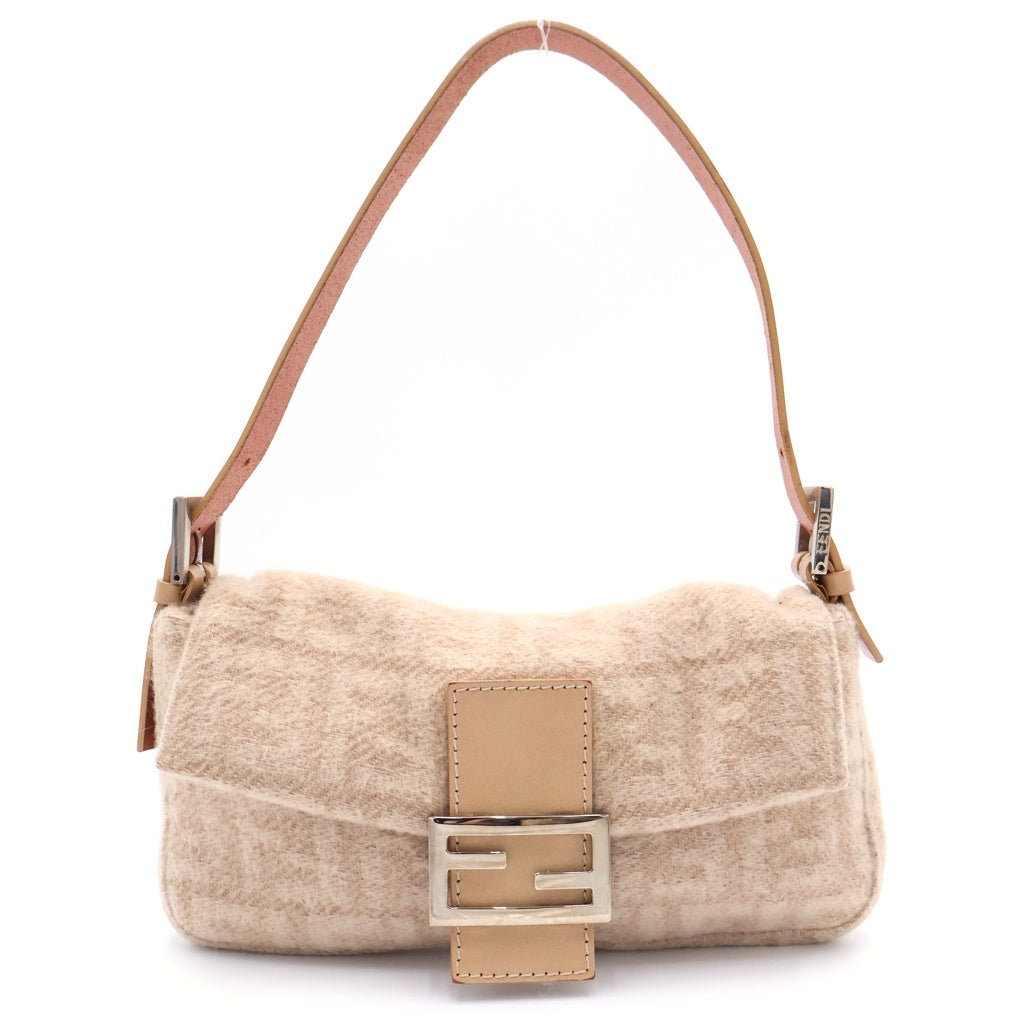 FENDI(フェンディ) ズッカ柄 マンマバケット フロントロゴ ウールハンドバッグ ベージュ 2321-26424-009 レディース