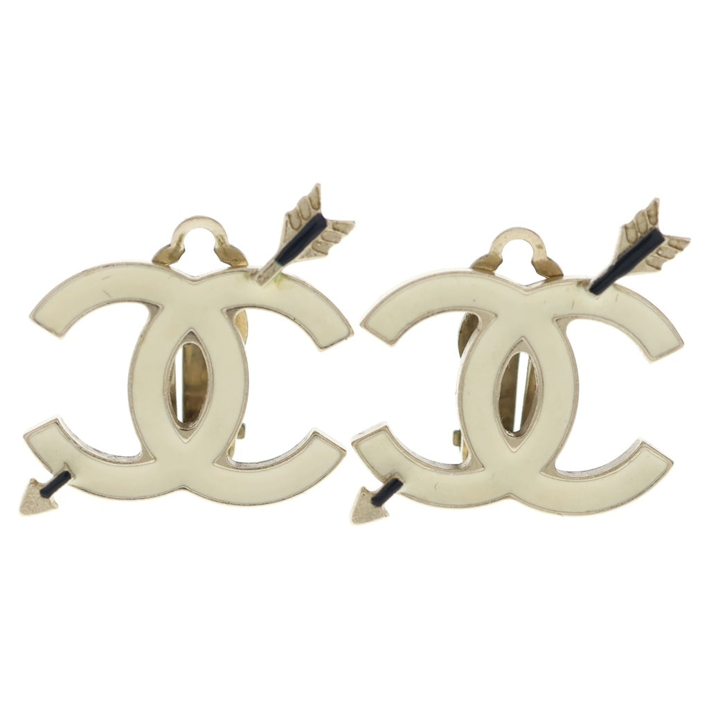 CHANEL(シャネル) ココマーク アロー イヤリング ゴールド×ホワイト GP 10P/10C 箱 レディース