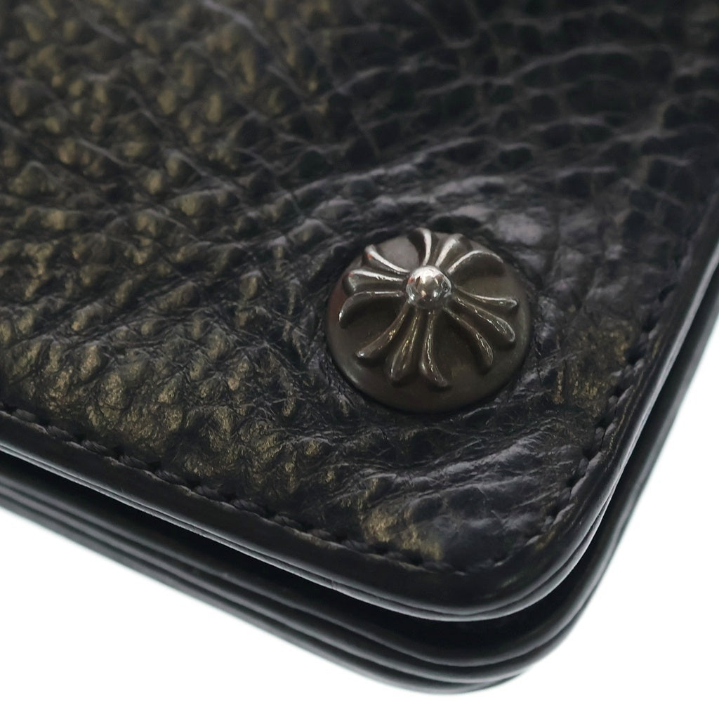 CHROME HEARTS(クロムハーツ) 1ZIP 1ジップ クロスボールボタン レザーウォレット 財布 ブラック BCA362