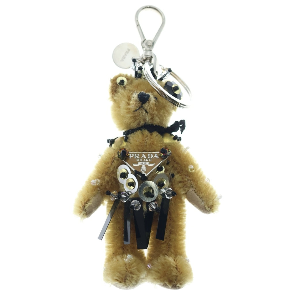 PRADA(プラダ) ベアトリック バッグチャーム キーホルダー クマ トライアングルロゴ ブラウン レディース