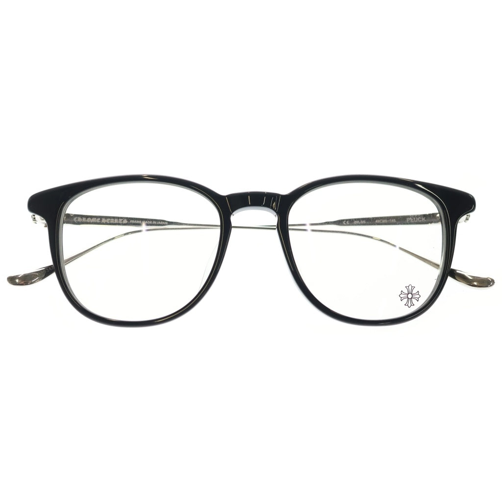 CHROME HEARTS(クロムハーツ) PLUCK メタルフレーム ウェリントン 眼鏡 サングラス ブラック/シルバー レディース