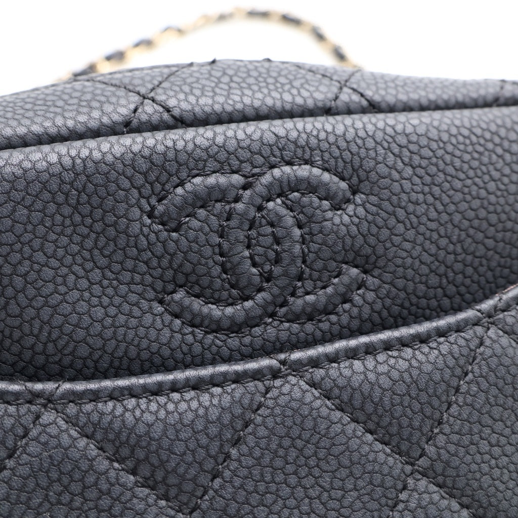 CHANEL(シャネル) マトラッセ フリンジ カメラ ショルダーバッグ グレー キャビアスキン ゴールド金具 A57719