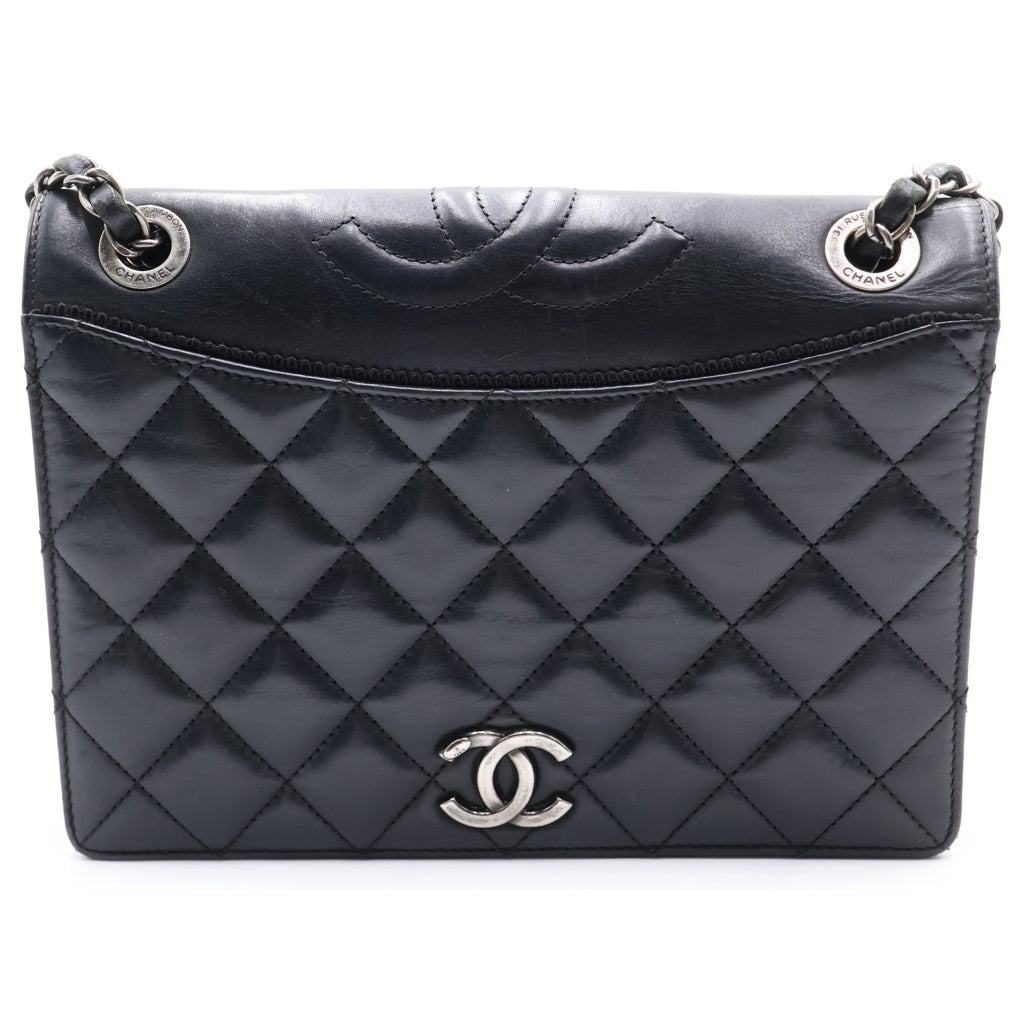 CHANEL(シャネル) マトラッセ ラムスキン ショルダーバッグ ブラック シルバー金具 21581717 無 レディース