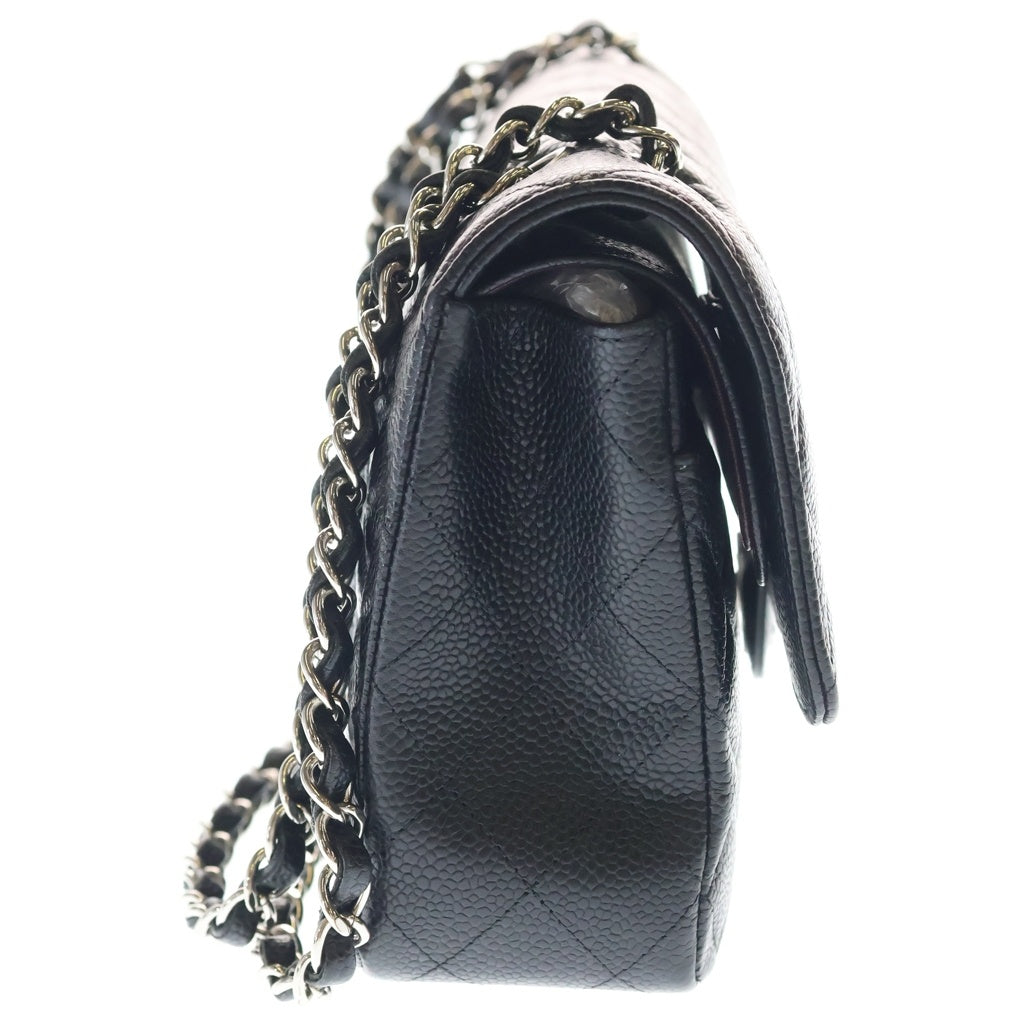 CHANEL(シャネル) マトラッセ25 ダブルフラップ ダブルチェーン ショルダーバッグ キャビアスキン シルバー金具 24番台 A01112 レディース