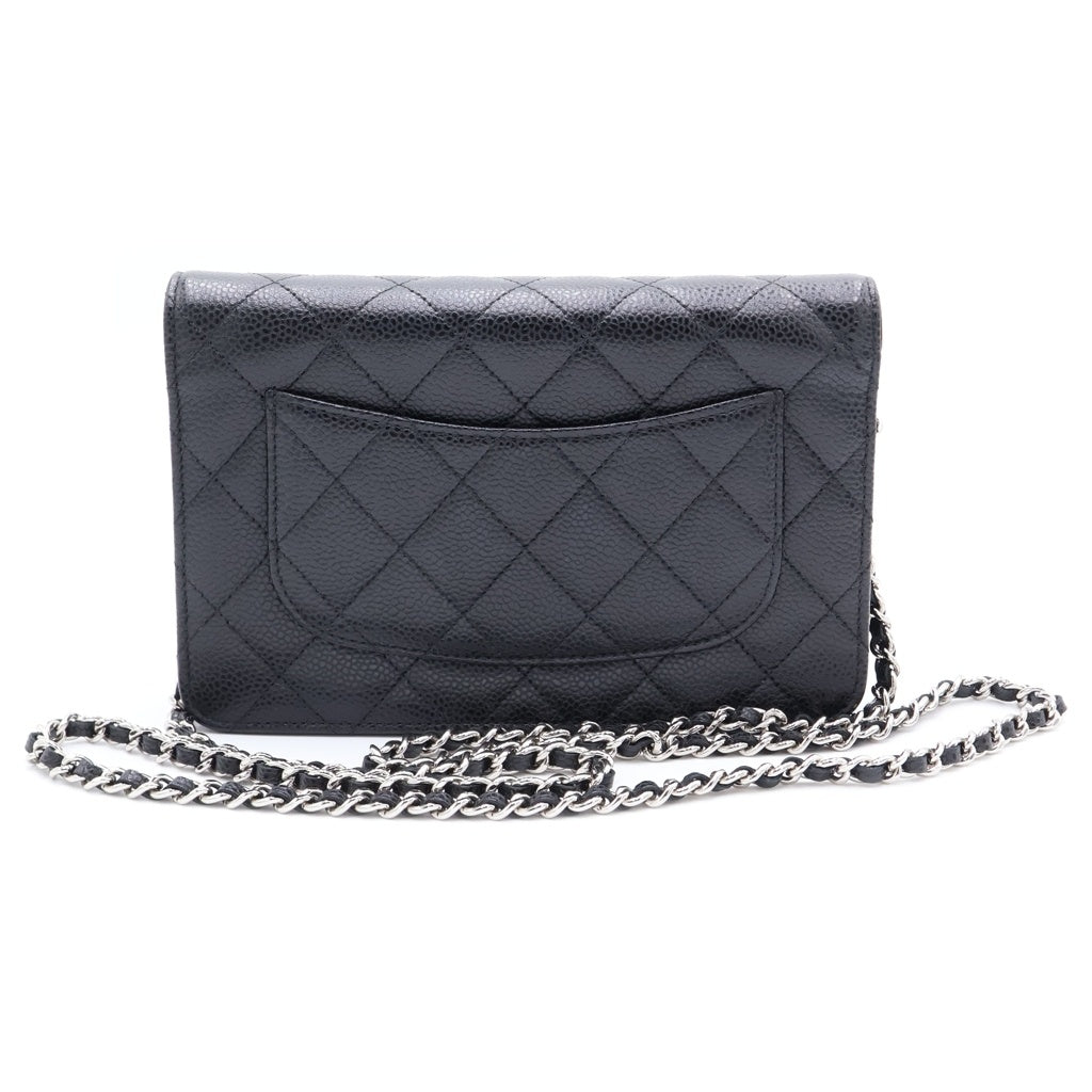CHANEL(シャネル) マトラッセ チェーンウォレット ショルダーバッグ キャビアスキン シルバー金具 24番台 AP0250 レディース