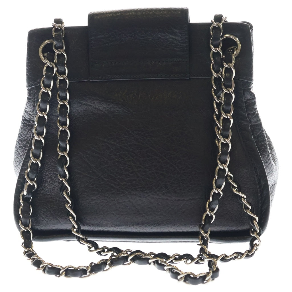 CHANEL(シャネル) 2.55 カーフレザー Wチェーン ショルダーバッグ シルバー金具 ブラック 8番台 レディース