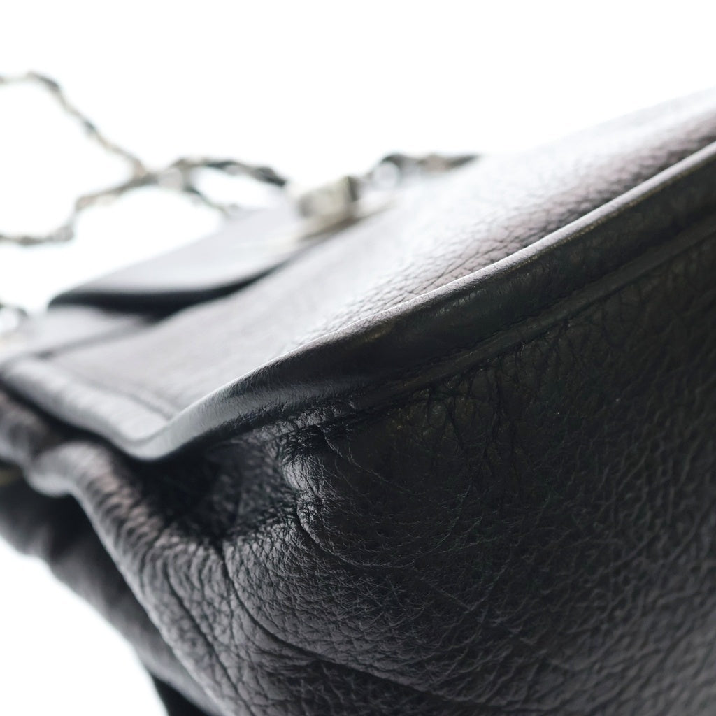 CHANEL(シャネル) 2.55 カーフレザー Wチェーン ショルダーバッグ シルバー金具 ブラック 8番台 レディース