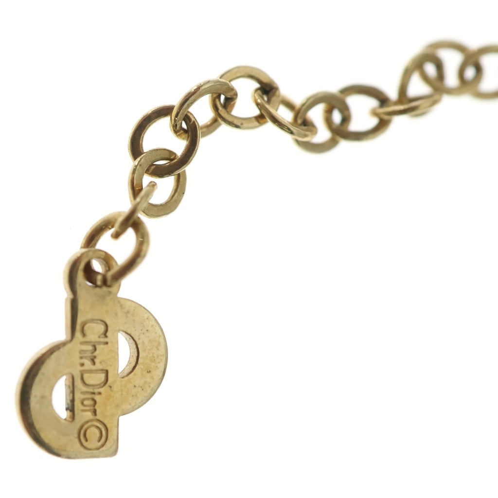 Christian Dior(クリスチャンディオール) トロッターロゴ ハート ラインストーン ネックレス ゴールド レディース