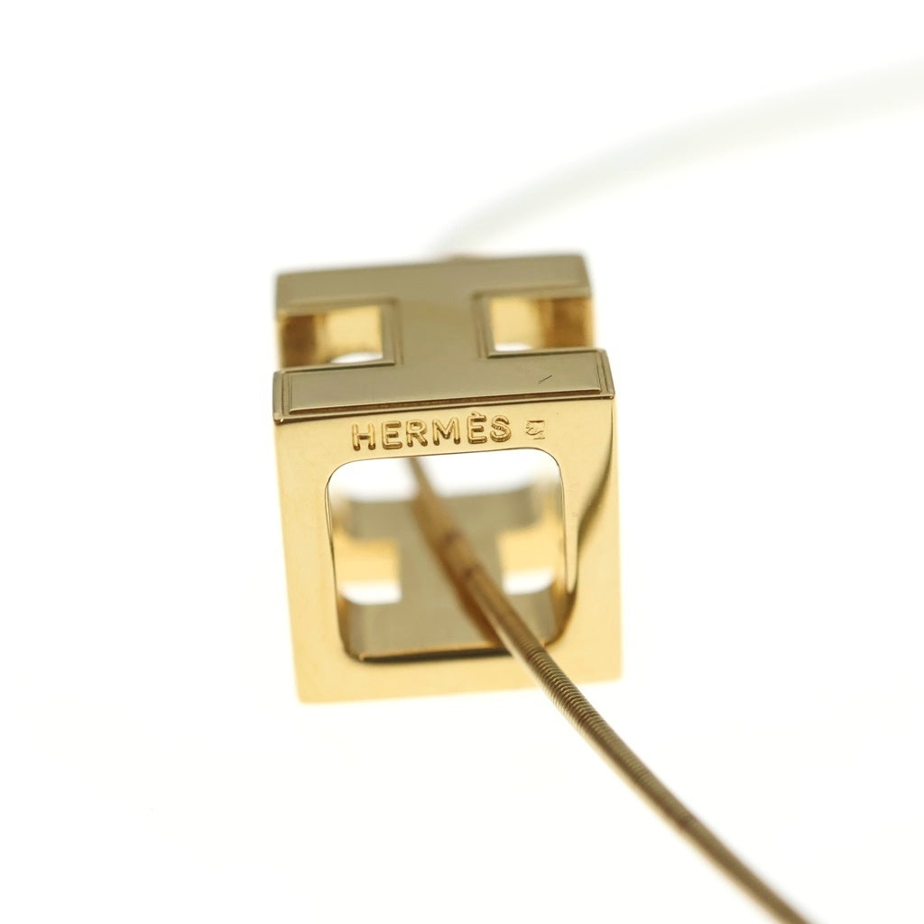 HERMES(エルメス) カージュドアッシュ Hキューブ ペンダント ネックレス ゴールド/オレンジ 箱 レディース