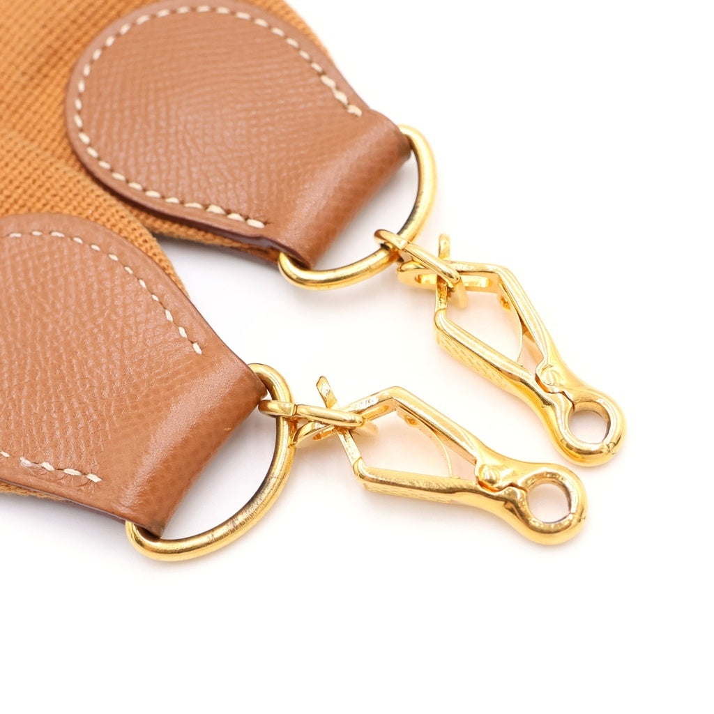 HERMES(エルメス) エブリン ゴールド レザー キャンバス ショルダー ストラップ ゴールド金具 ブラウン 箱 レディース
