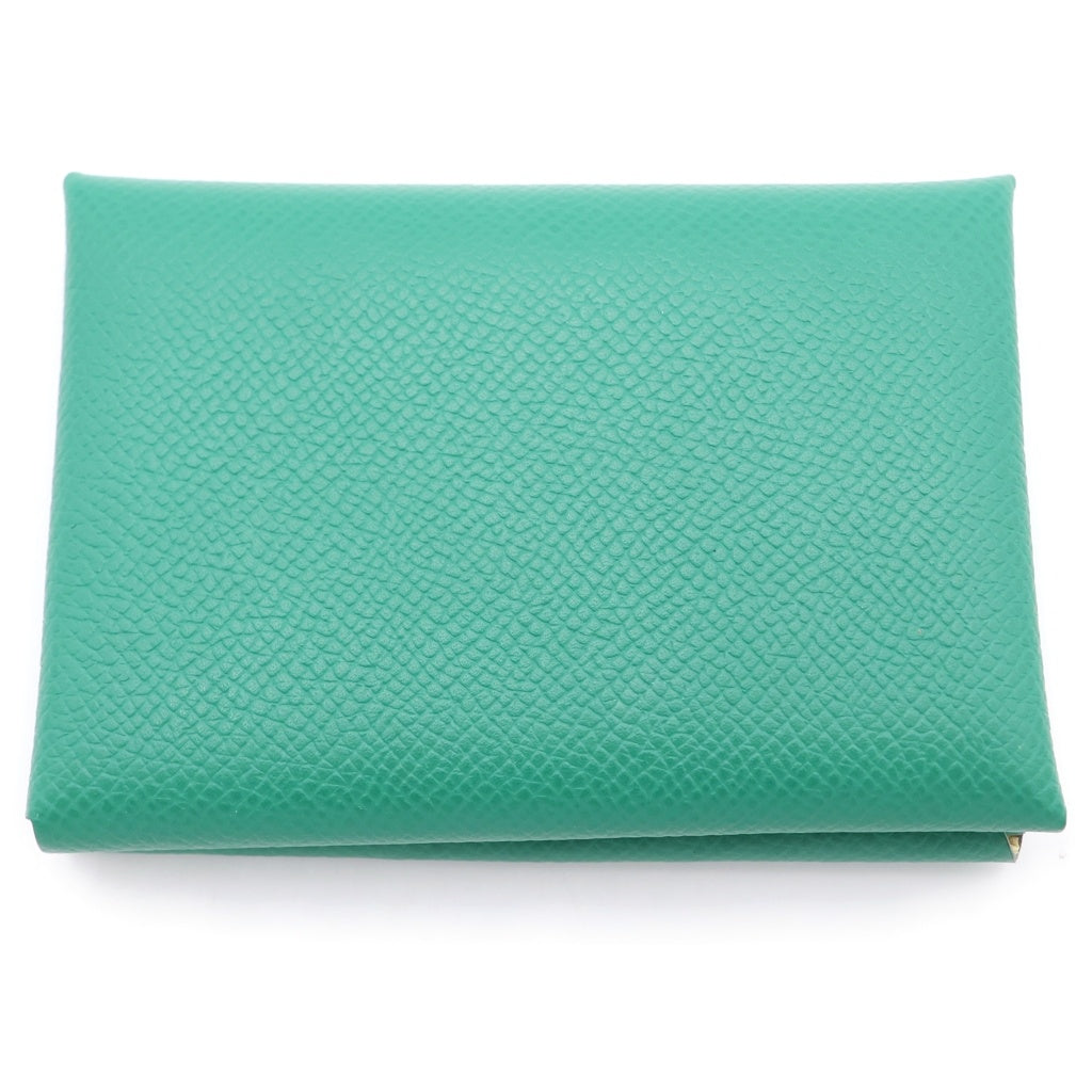 HERMES(エルメス) カルヴィデュオ エプソン レザー ミント カードケース グリーン シルバー金具 W刻 箱 レディース