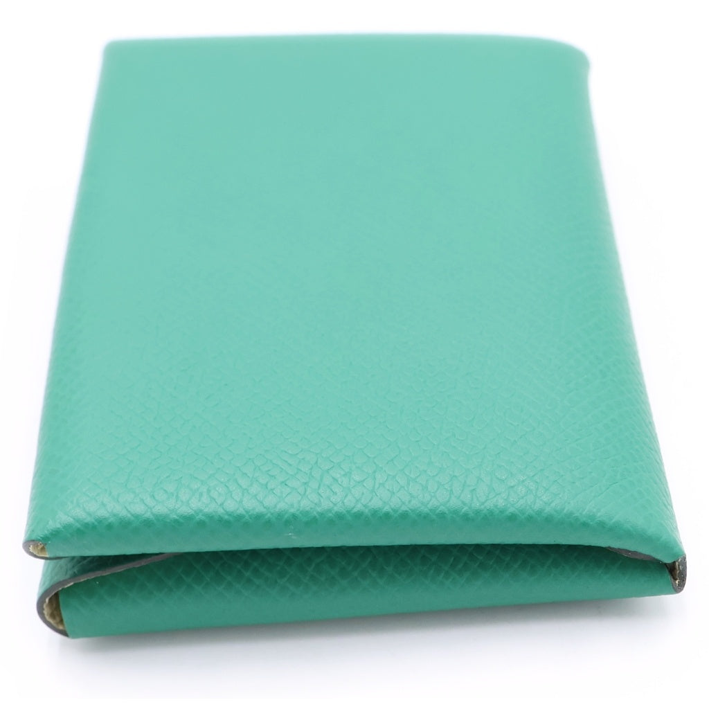 HERMES(エルメス) カルヴィデュオ エプソン レザー ミント カードケース グリーン シルバー金具 W刻 箱 レディース