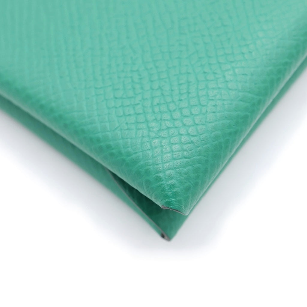 HERMES(エルメス) カルヴィデュオ エプソン レザー ミント カードケース グリーン シルバー金具 W刻 箱 レディース