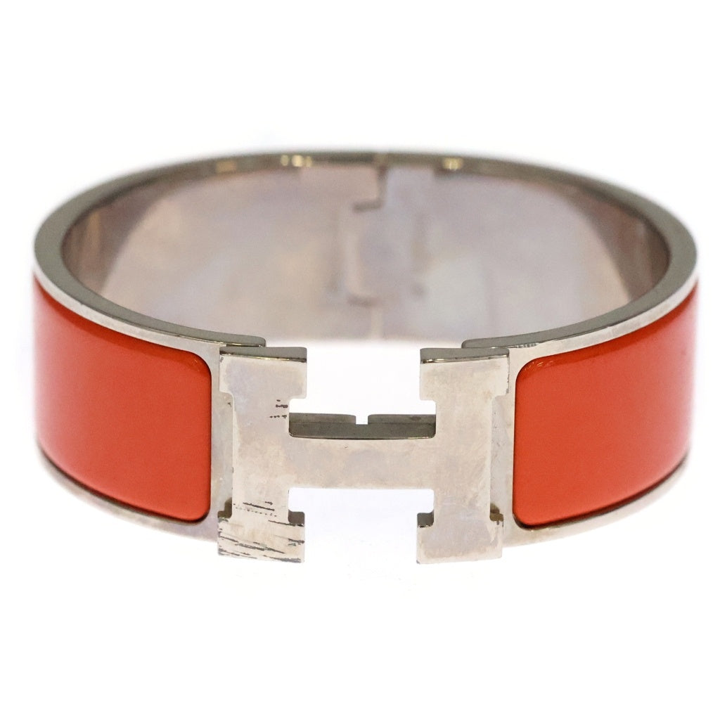 HERMES(エルメス) クリック クラック H GM エナメル ブレスレット バングル シルバー/オレンジ 箱 レディース
