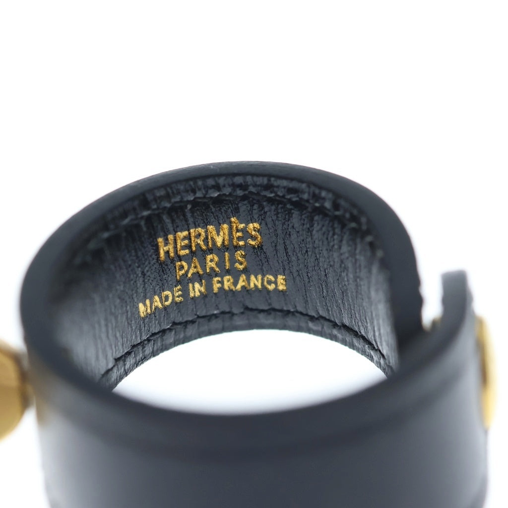 HERMES(エルメス) レザー チェーン グローブホルダー ブラック/ゴールド 箱 レディース
