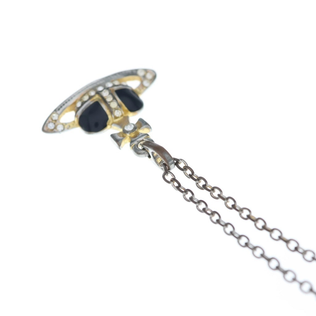 Vivienne Westwood(ヴィヴィアンウエストウッド) ハート オーブ ラインストーン ネックレス ブラック/ゴールド レディース