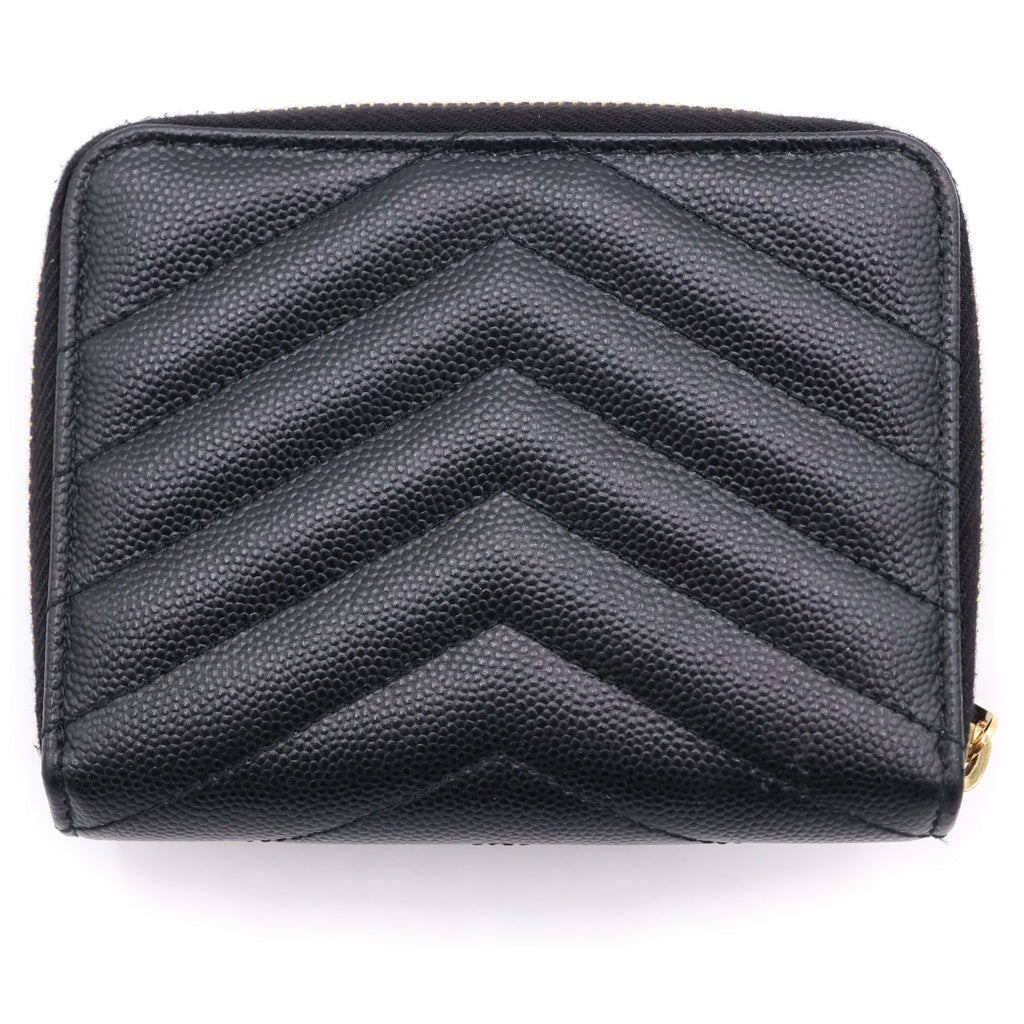SAINT LAURENT PARIS(サンローランパリ) カサンドラロゴ レザー コンパクトウォレット 二つ折り財布 ゴールド金具 ブラック 668288 668288 レディース