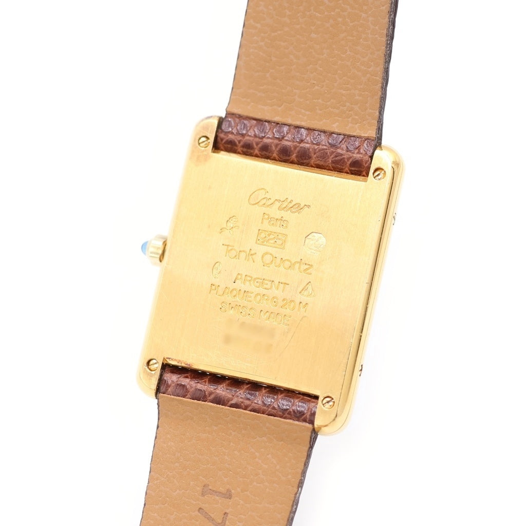 Cartier(カルティエ) マストタンク アイボリー文字盤 925×レザー/QZ クォーツ 681006 腕時計