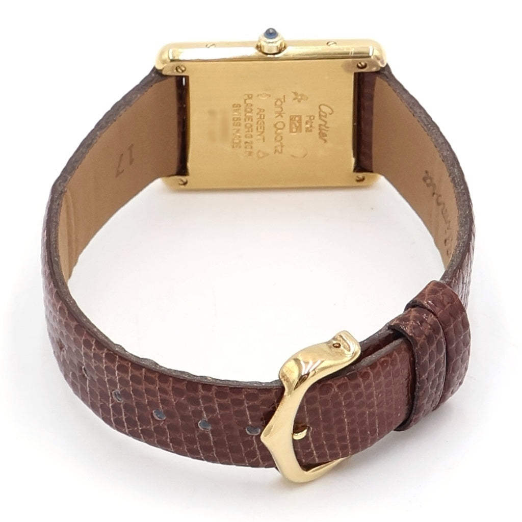 Cartier(カルティエ) マストタンク アイボリー文字盤 925×レザー/QZ クォーツ 681006 腕時計