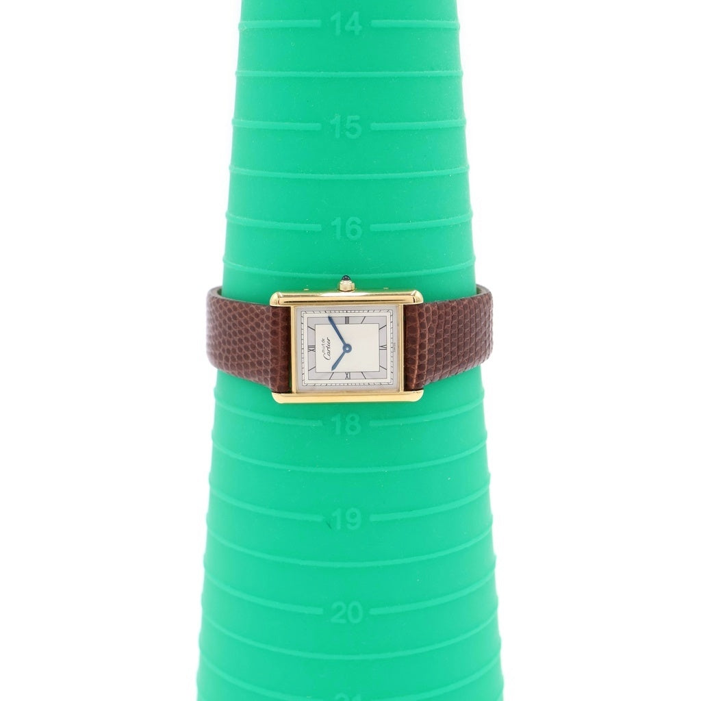 Cartier(カルティエ) マストタンク アイボリー文字盤 925×レザー/QZ クォーツ 681006 腕時計