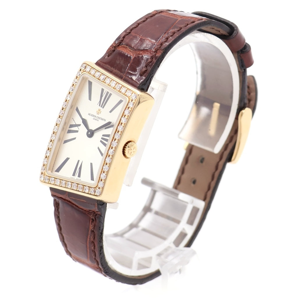 VACHERON CONSTANTIN(バシュロンコンスタンタン) 1972 アシンメトリカル 白文字盤 ダイヤベゼル YG×レザー/QZ クォーツ 25520/000J 腕時計