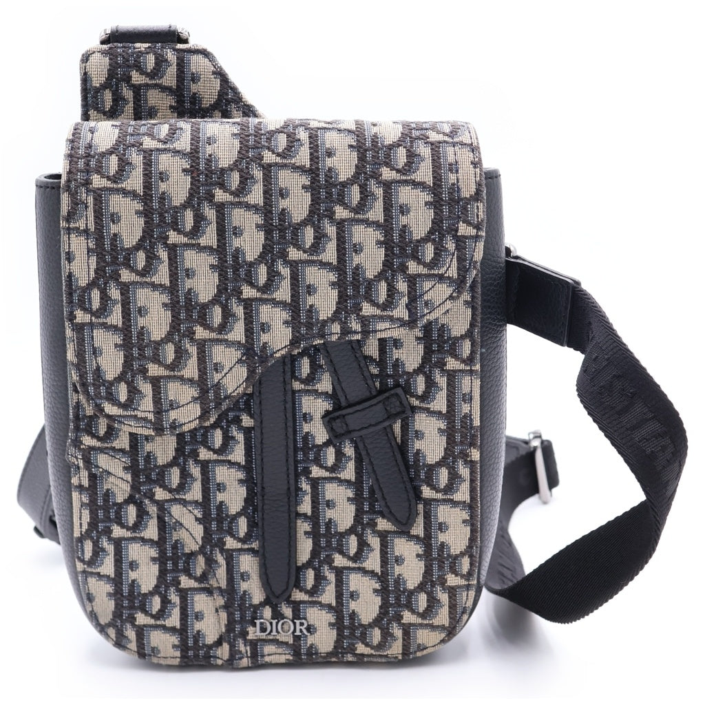 DIOR(ディオール) オブリーク サドル レクタンギュラー クロスボディバッグ ショルダーバッグ ブラック レザー 21-BO-0220 レディース