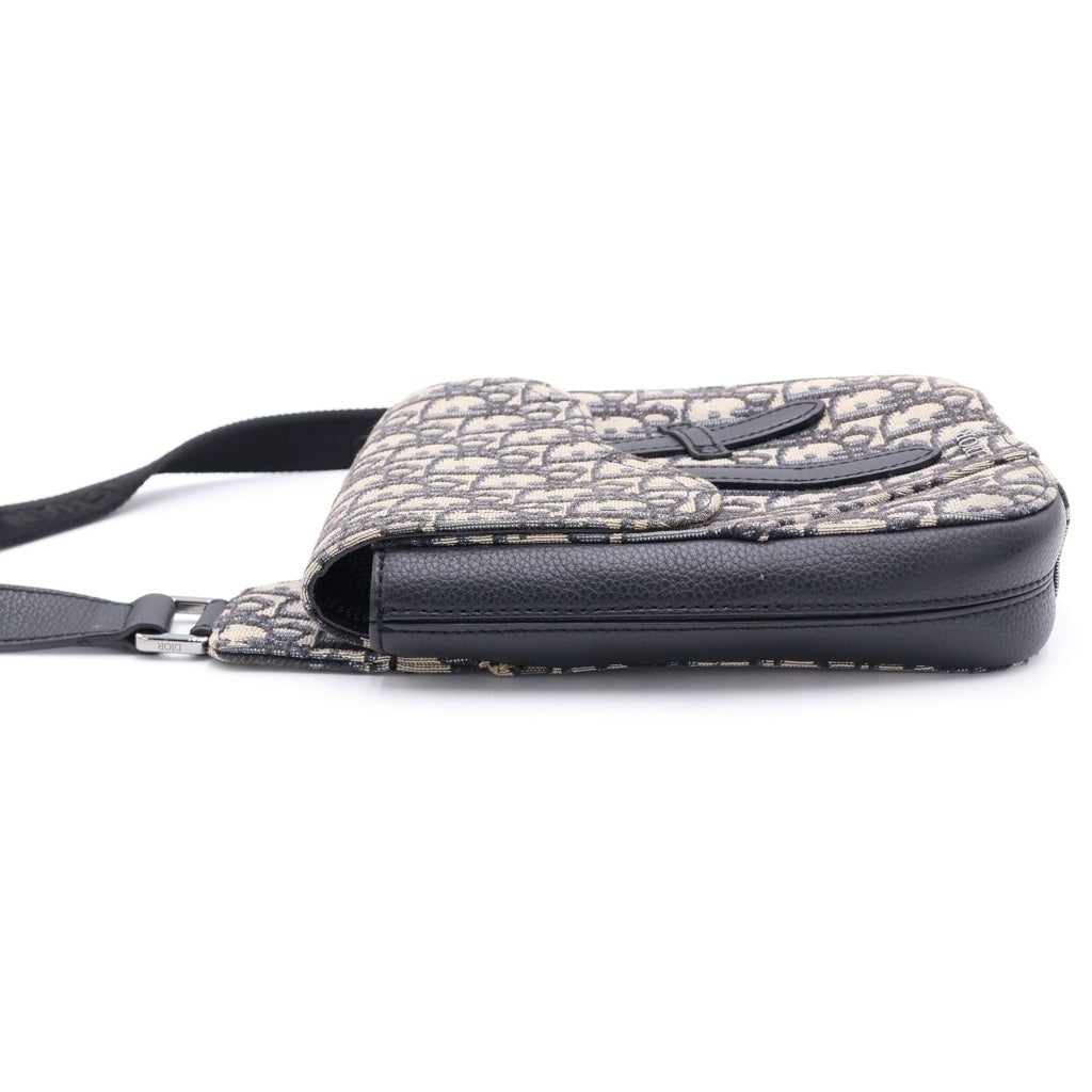 DIOR(ディオール) オブリーク サドル レクタンギュラー クロスボディバッグ ショルダーバッグ ブラック レザー 21-BO-0220 レディース