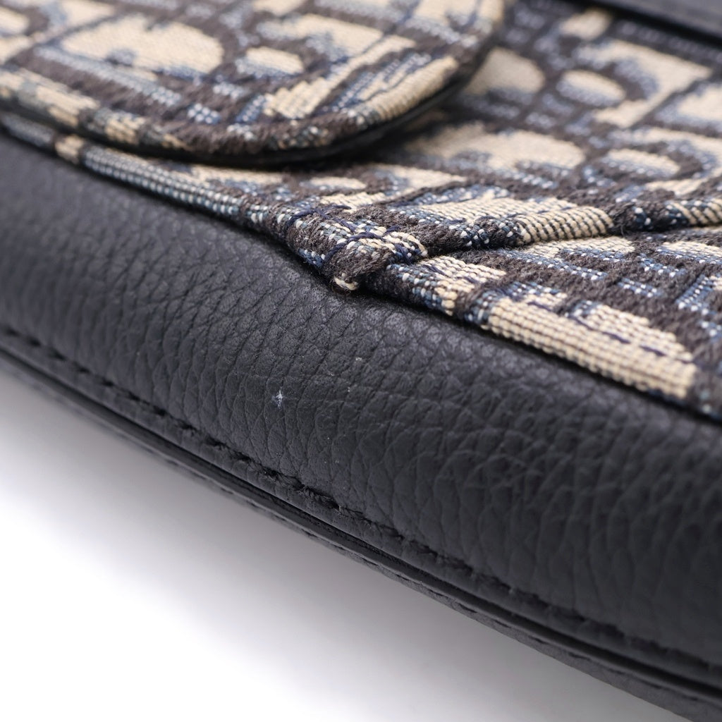 DIOR(ディオール) オブリーク サドル レクタンギュラー クロスボディバッグ ショルダーバッグ ブラック レザー 21-BO-0220 レディース