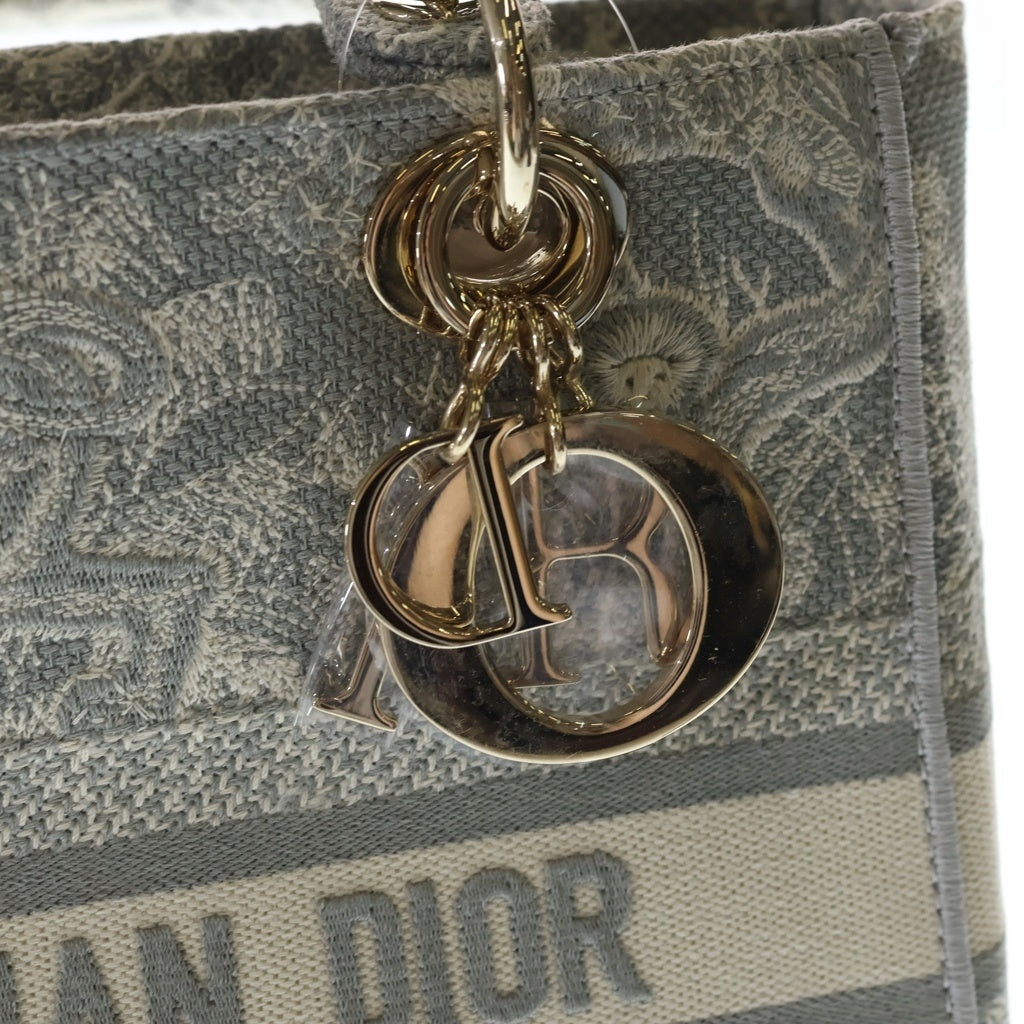 DIOR(ディオール) Lady D-Lite レディディライト ハンドバッグ グレー キャンバス ゴールド金具 レディース