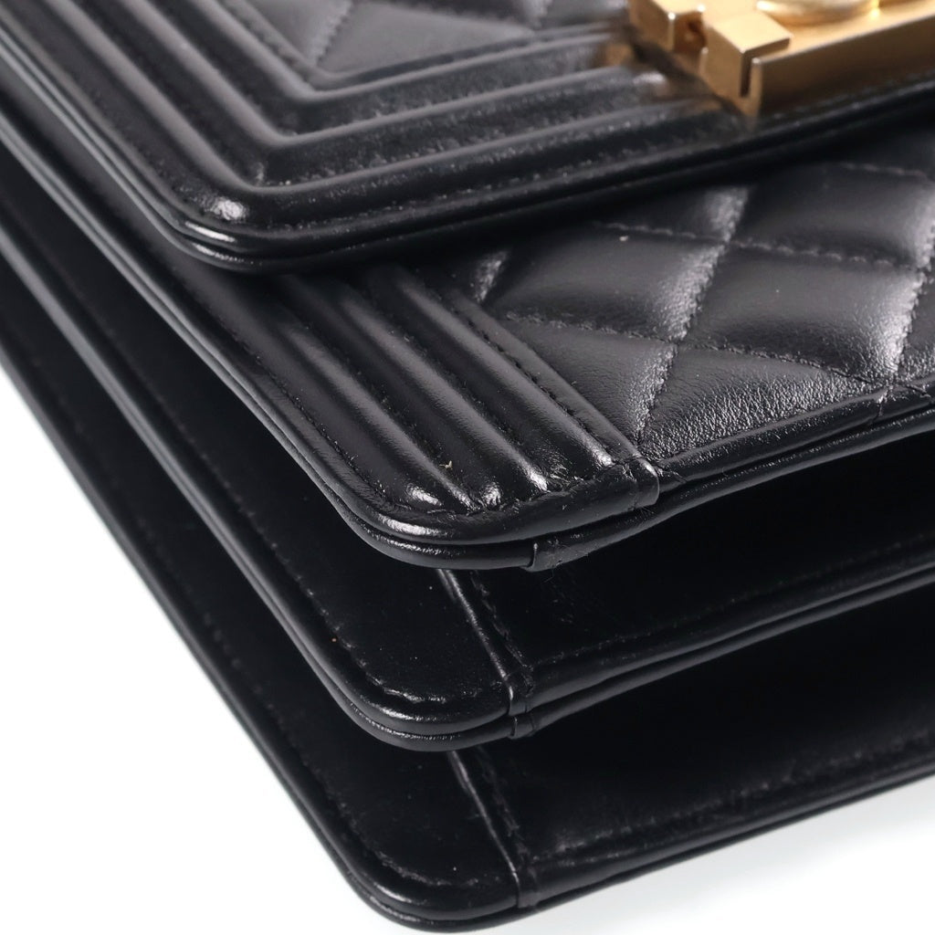 CHANEL(シャネル) ボーイシャネル チェーンショルダーバッグ ラムスキン ブラック ゴールド金具 AS0130 レディース