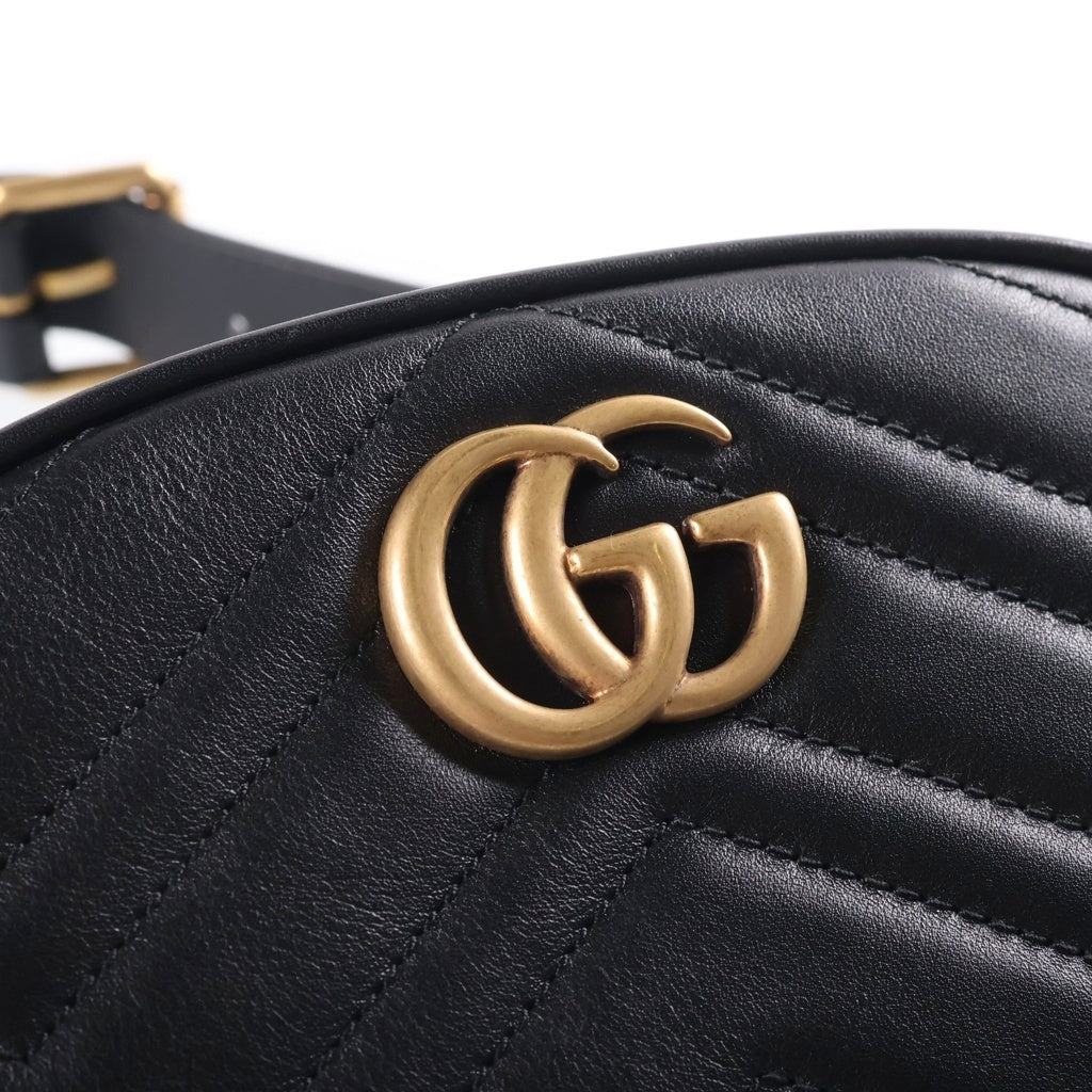 GUCCI(グッチ) GGマーモント ショルダーバッグ ボディバッグ レザー ブラック 476434 レディース