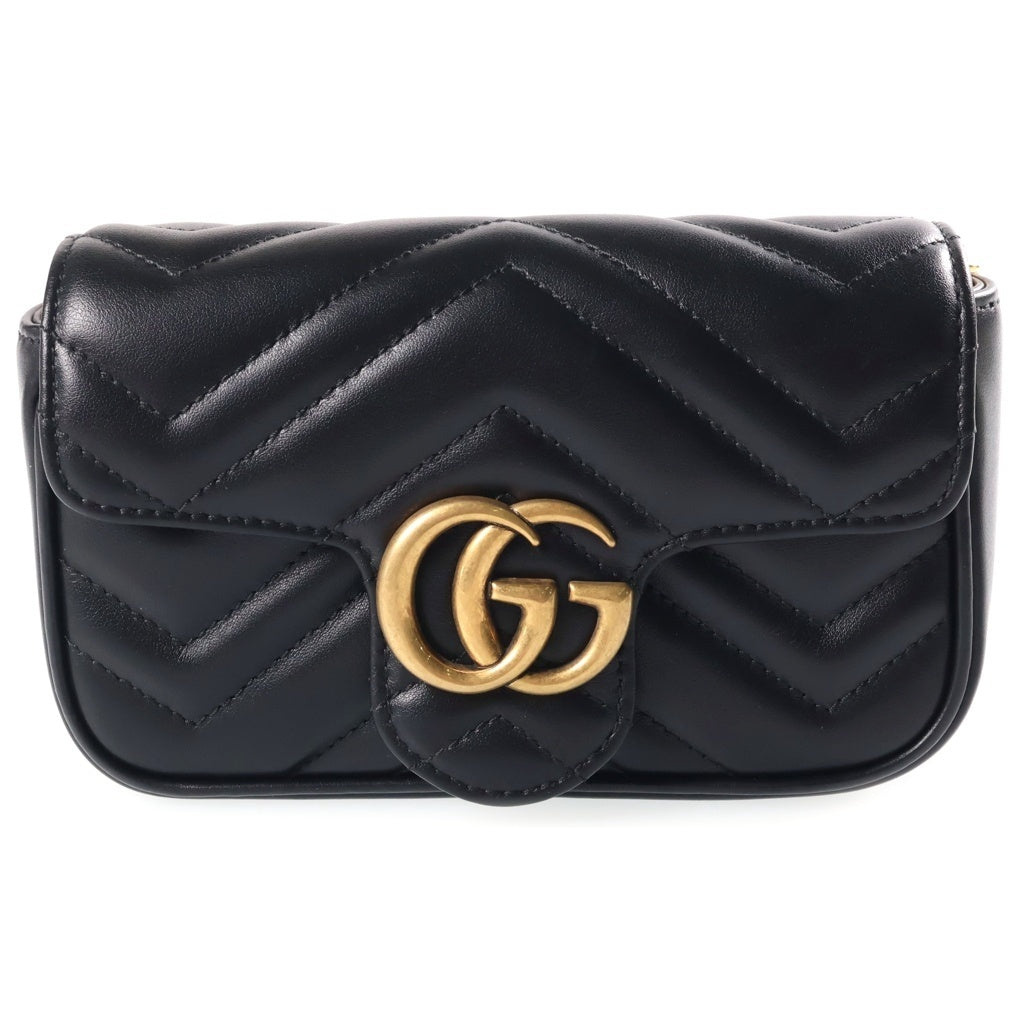 GUCCI(グッチ) GGマーモント チェーンショルダーバッグ レザー ブラック 476433 レディース