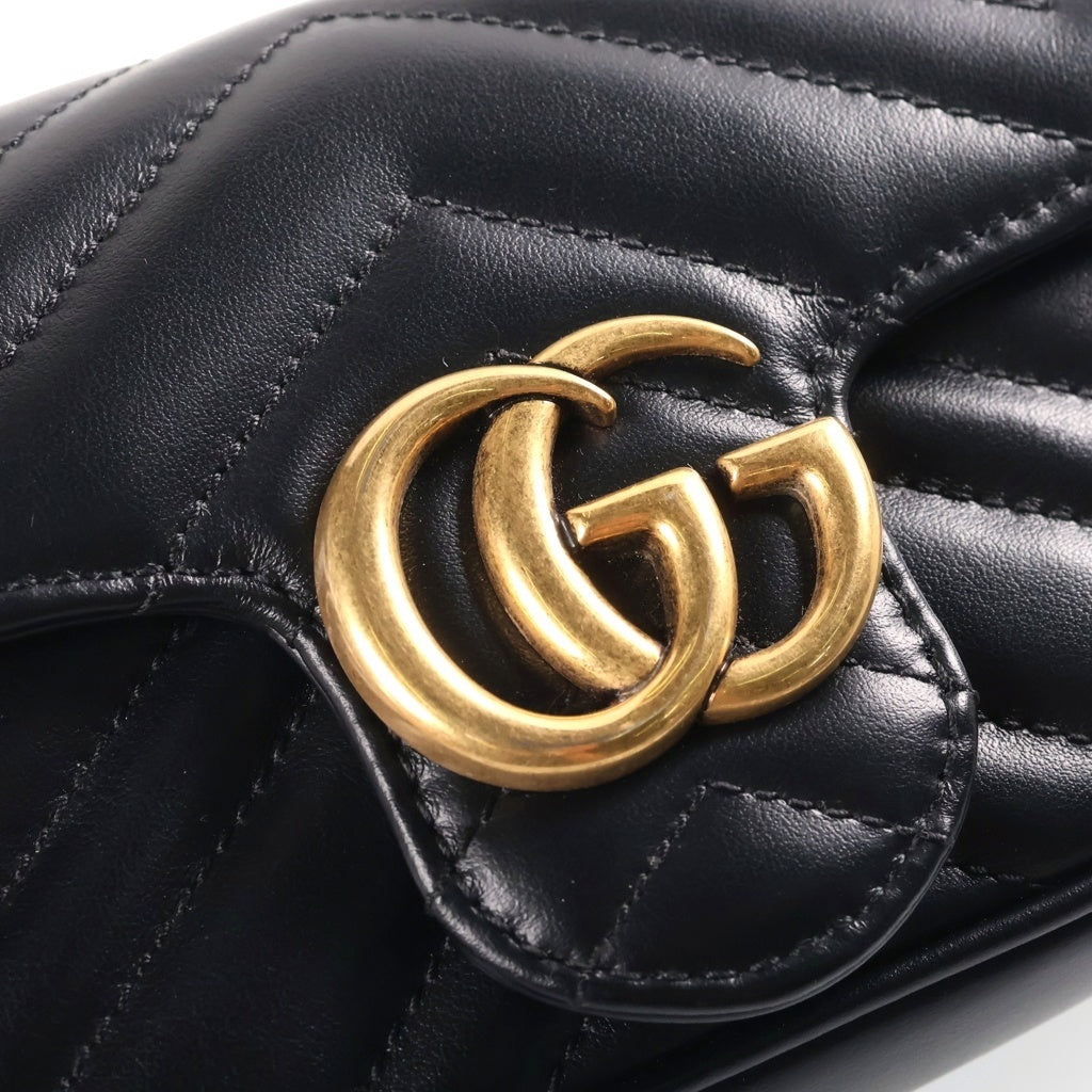 GUCCI(グッチ) GGマーモント チェーンショルダーバッグ レザー ブラック 476433 レディース