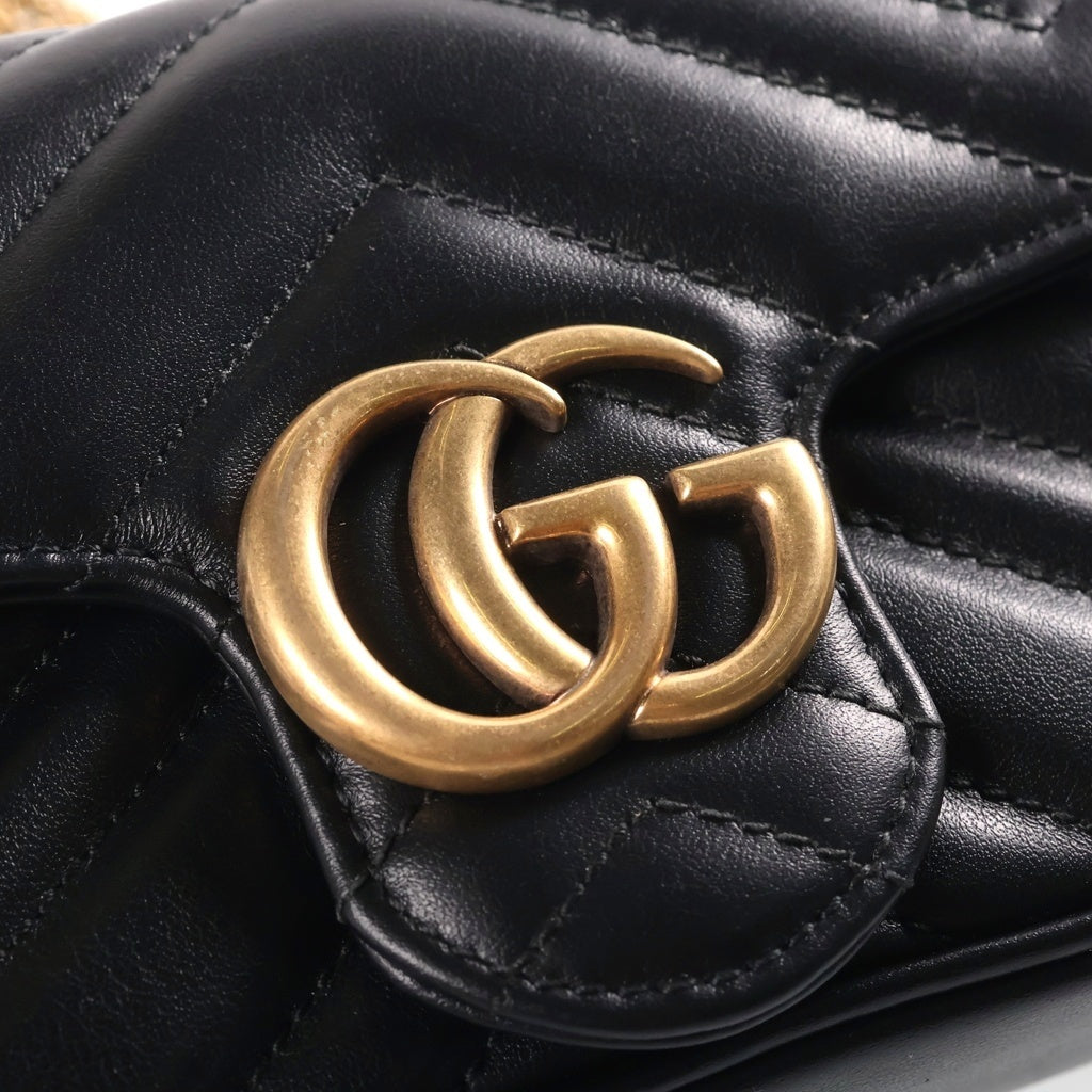 GUCCI(グッチ) GGマーモント チェーンショルダーバッグ レザー ブラック 476433 レディース