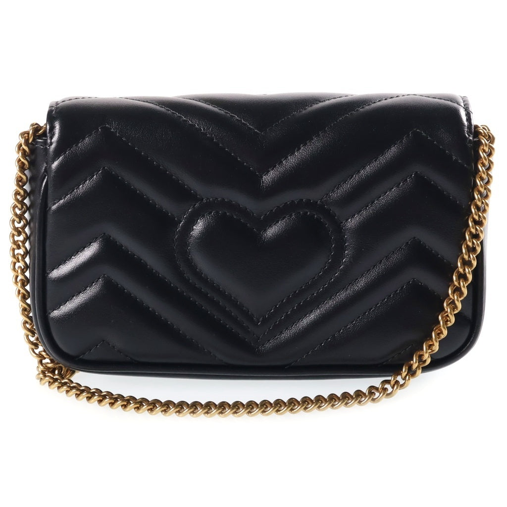 GUCCI(グッチ) GGマーモント チェーンショルダーバッグ レザー ブラック 476433 レディース