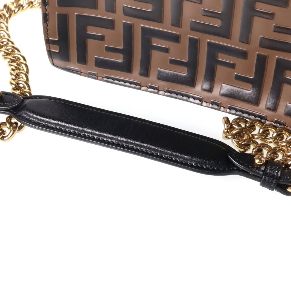 FENDI(フェンディ) ズッカ FFロゴ キャンユー ショルダーバッグ レザー ブラック/ブラウン 8M0417 レディース